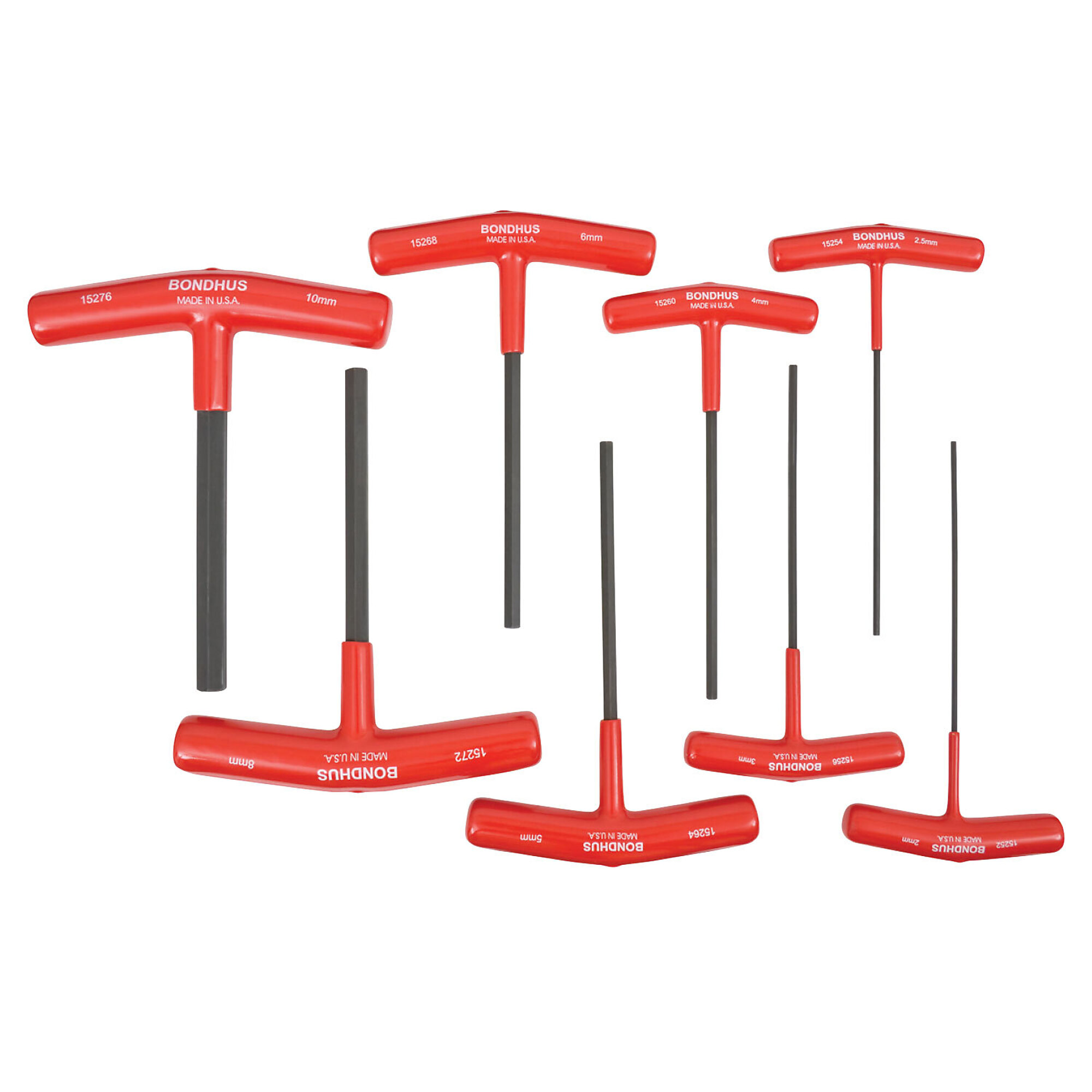 Bondhus Hex T-Handle Set of 8, 6" Length, 2-10mm, Model 15287